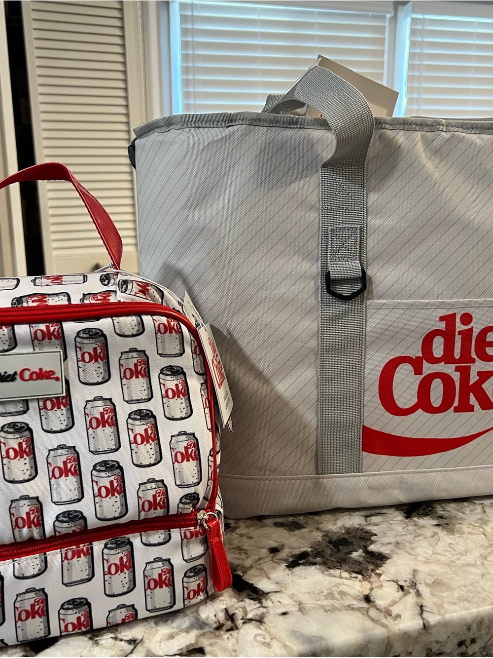 Coca Cola Diet Coke Red and White Tote and Lunch Bag Set